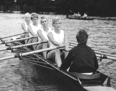 Anje Thieß 1962 (third girl) participating in competitive rowing